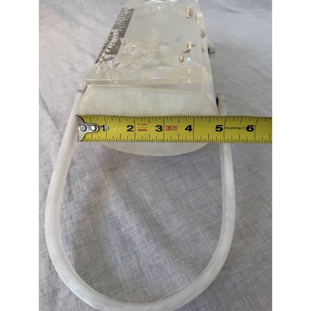 Vintage Rialto NY Lucite Purse white Pearl Clear Floral Lid Handbag Clutch 50’s - Picture 7 of 11